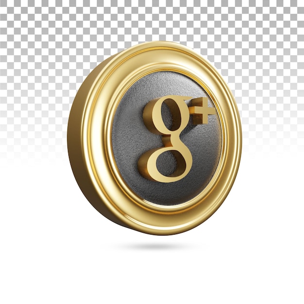 3d 렌더링의 황금 구글 플러스 아이콘
