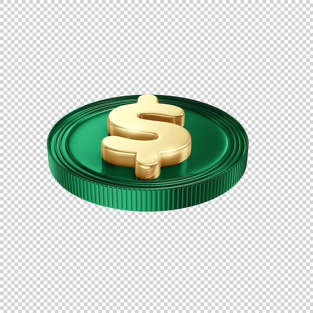 PSD golden and green coins falling or flying money cash treasure concept coin 3d premium psd