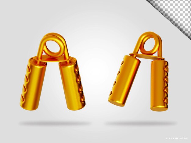 PSD golden hand grip 3d render illustration isolated