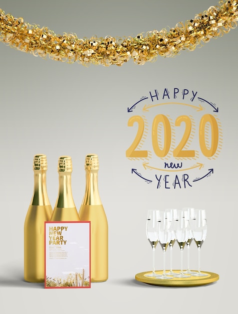 Golden happy new year 2020 concept