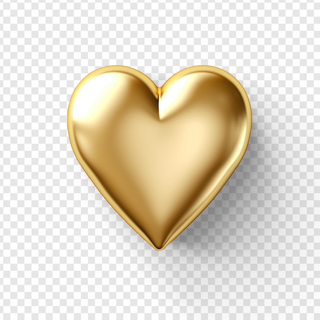 PSD golden heart on transparency background psd