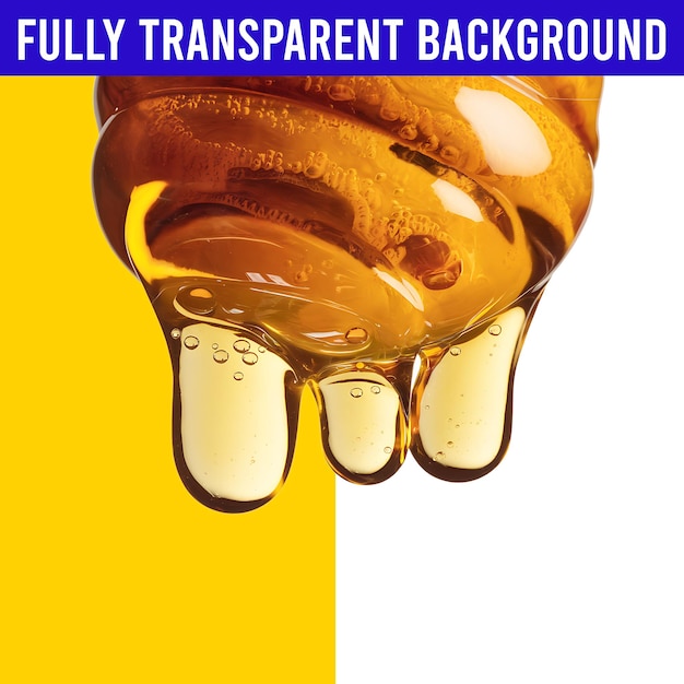 golden honey drips texture and transparency with transparent background