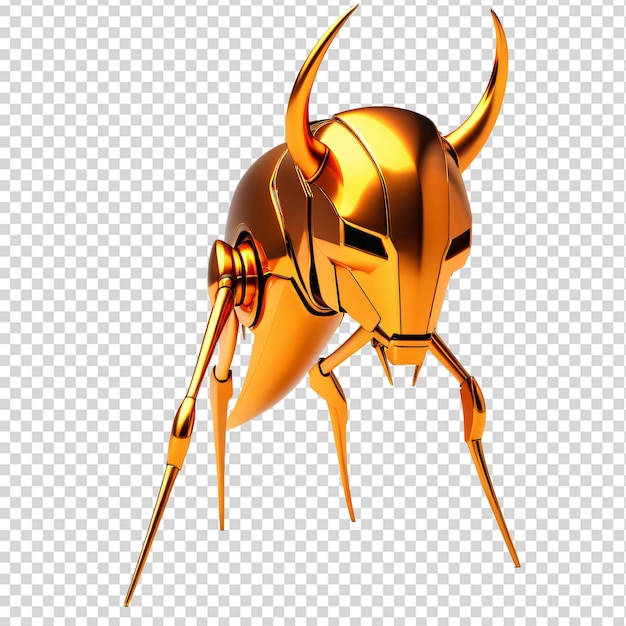 PSD golden horned beetle isolated on a transparent background 3d rendering