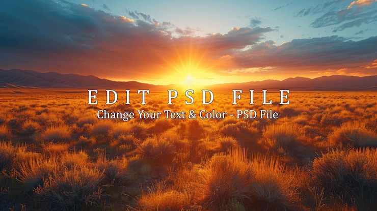 PSD golden hour in a desert landscape