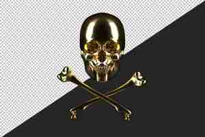 PSD golden human skull with crossed bones