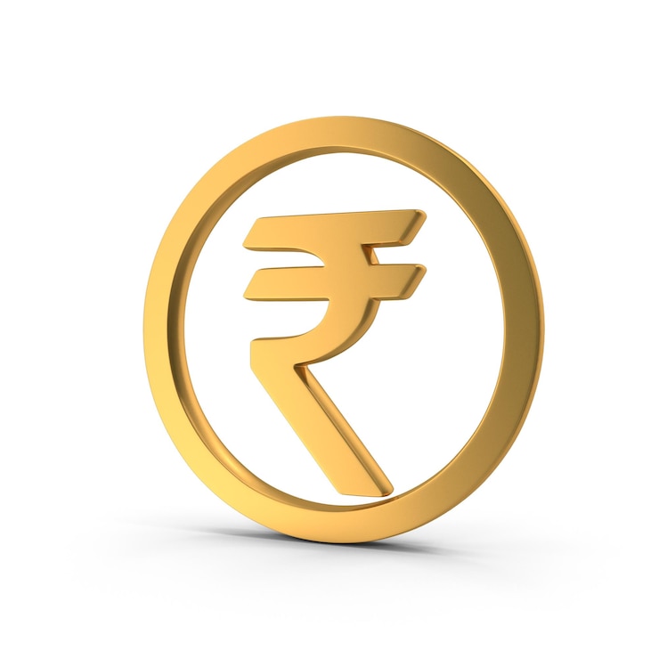 PSD golden indian rupee symbol isolated