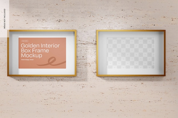 Golden Interior Box Frames Mockup Front View