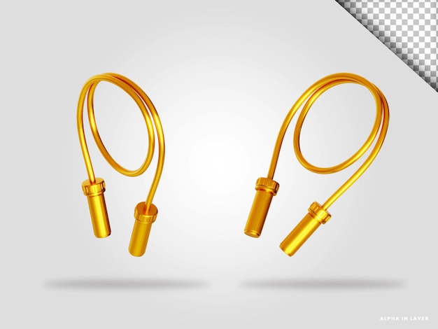 PSD golden jump rope 3d render illustration isolated