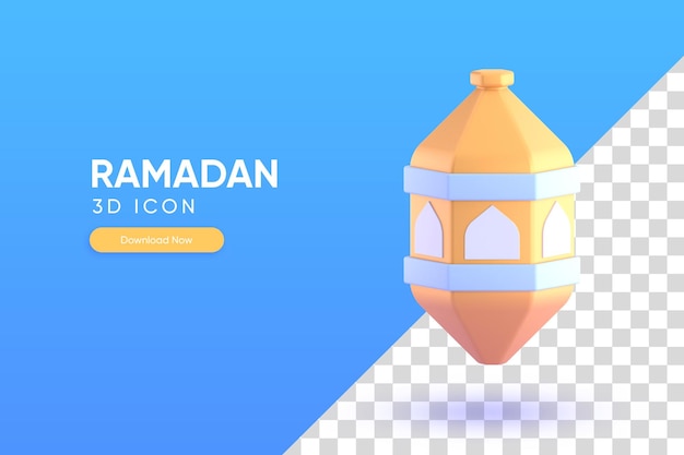 PSD lanterna dorata per ornamento ramadan 3d rendering illustrazione