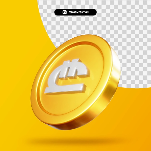 PSD golden lari coin 3d rendering isolated