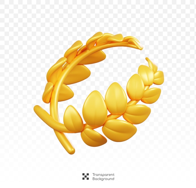 Ghirlanda d'oro di alloro simboli isolati icone e cultura dell'italia render 3d