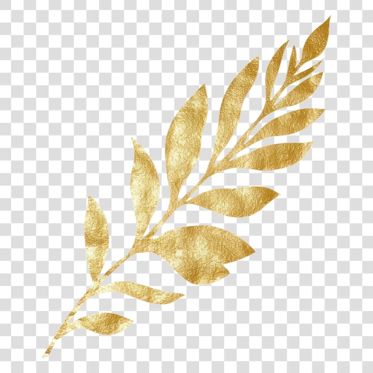 PSD golden leaf branch illustration
