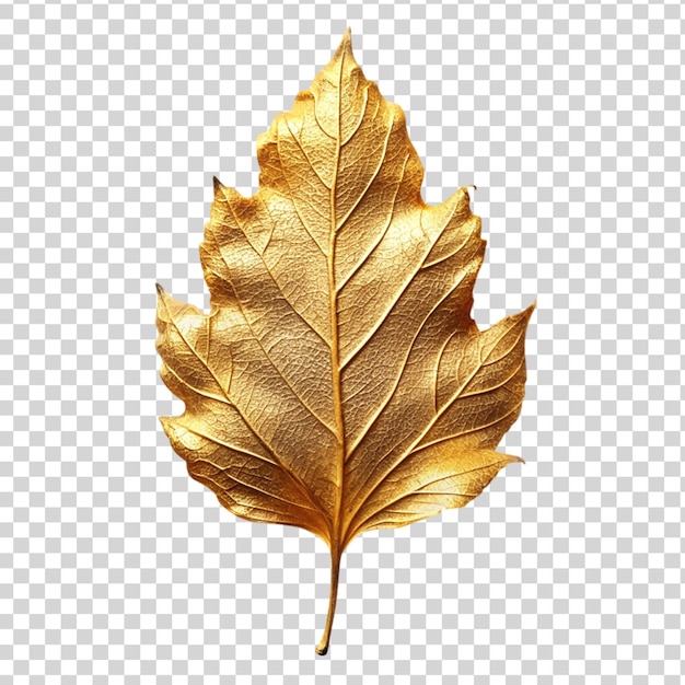 PSD golden leaf on transparent background