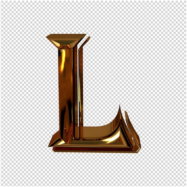 PSD golden letter 3d rendering