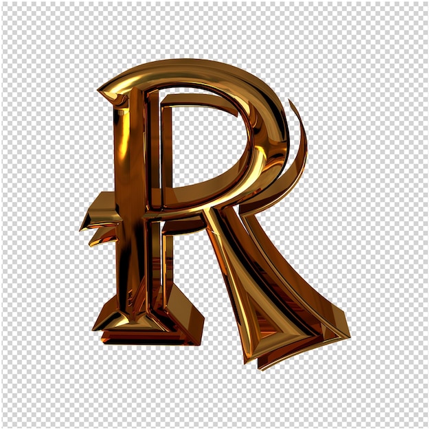 PSD golden letter 3d rendering