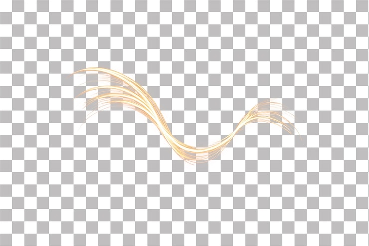 PSD a golden light wave with smooth flowing motion on a transparent background png