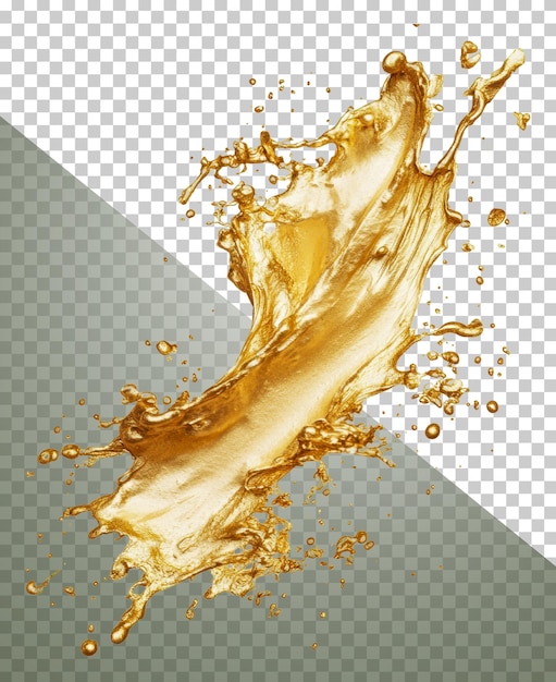 Golden liquid splash in an abstract setting cut out stock png