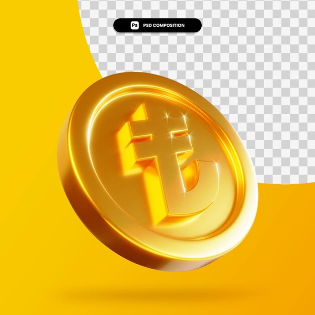 Golden lira coin 3d rendering isolated