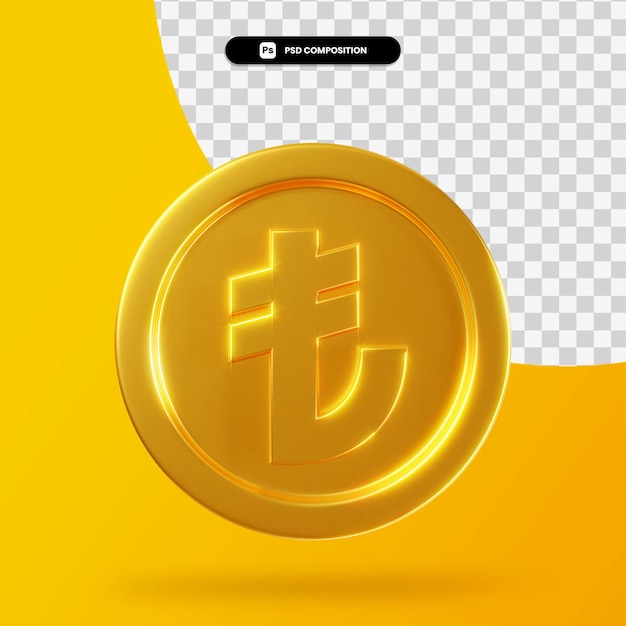 Golden lira coin 3d rendering isolated