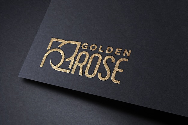 Golden logo mockup on paper