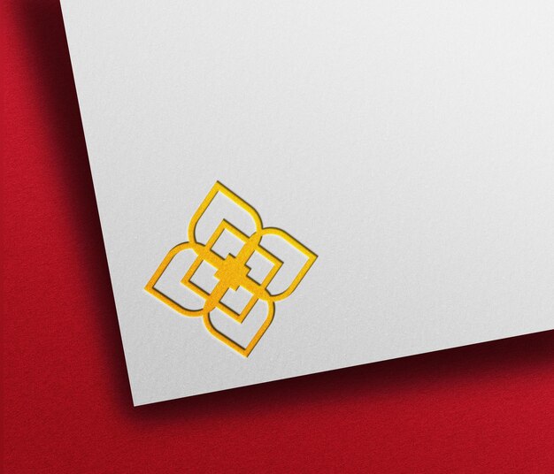 PSD golden logo mockup on white paper