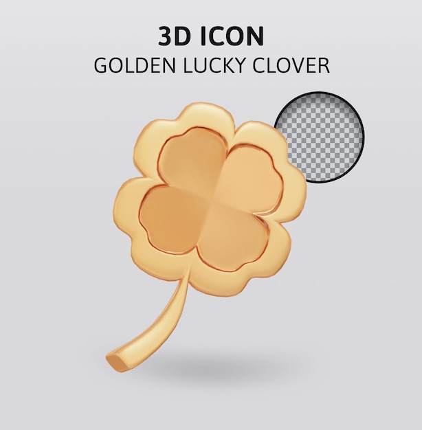 PSD golden lucky clover 3d rendering illustration