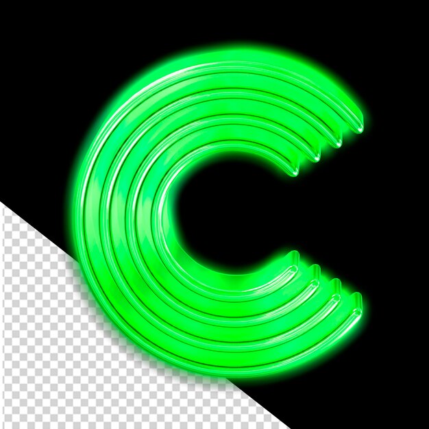 PSD golden luminous symbol letter c