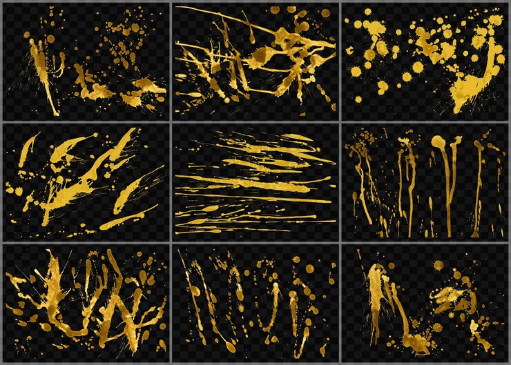 PSD golden luxury splash on transparent background