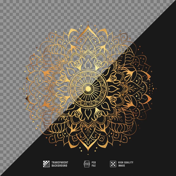 PSD golden mandala without background hd quality