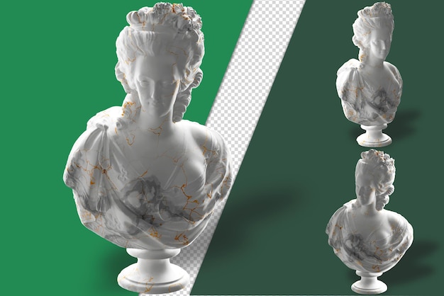 PSD golden marie antoinette statue with white marble base perfect for interior design