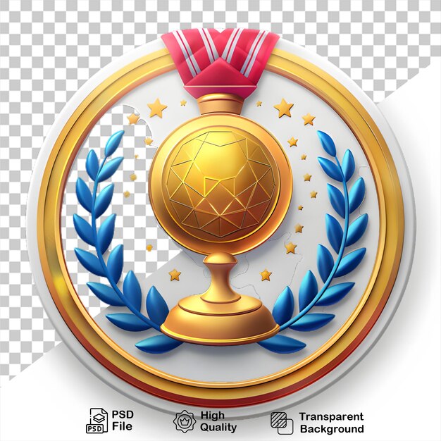 PSD golden medal with transparent background no background