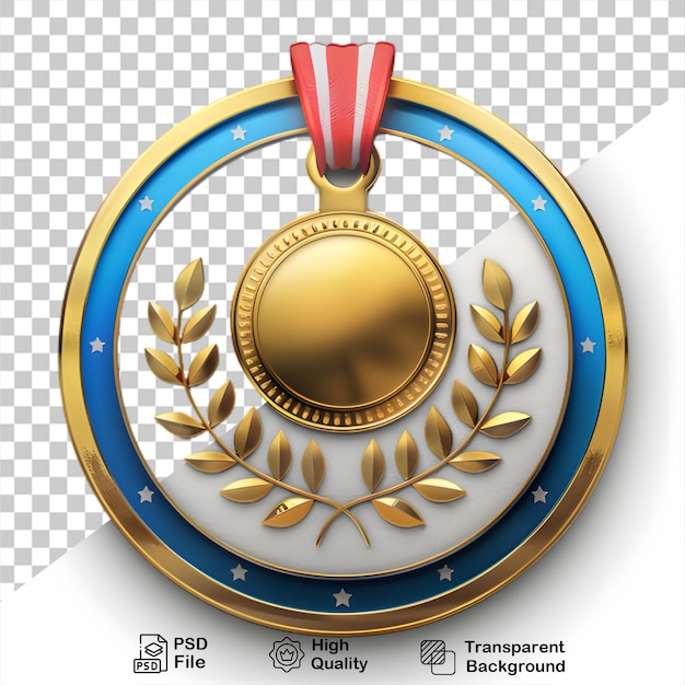 PSD golden medal with transparent background no background