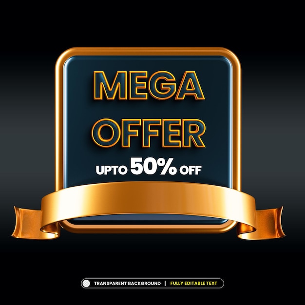 PSD golden mega offer premium banner template