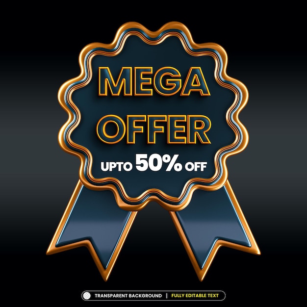 PSD golden mega offer premium banner template