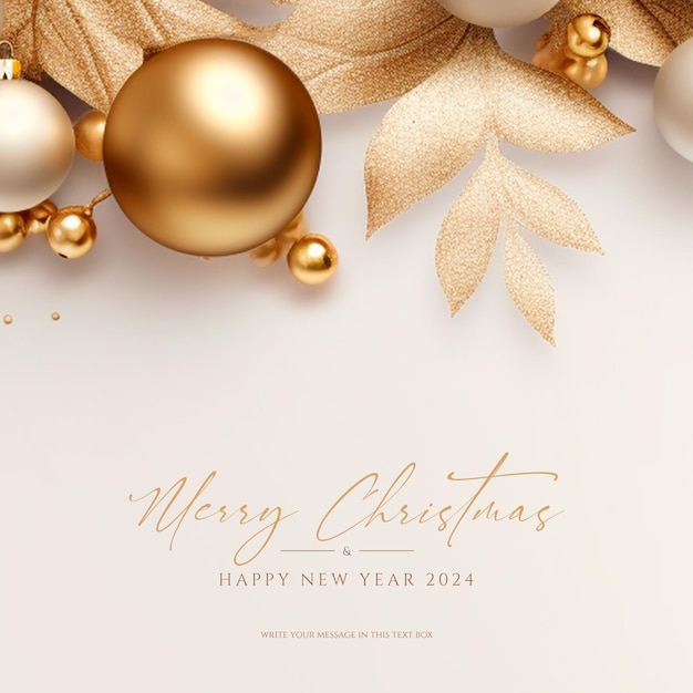 PSD template di sfondo di golden merry christmas