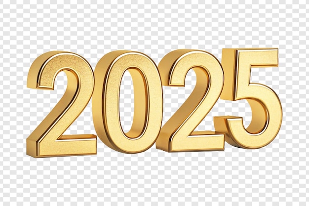 Golden metallic 2025 number font with a sleek design of the numbers 1 and 0