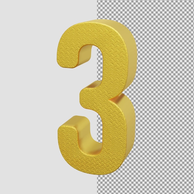 Golden metallic 3d rendering number