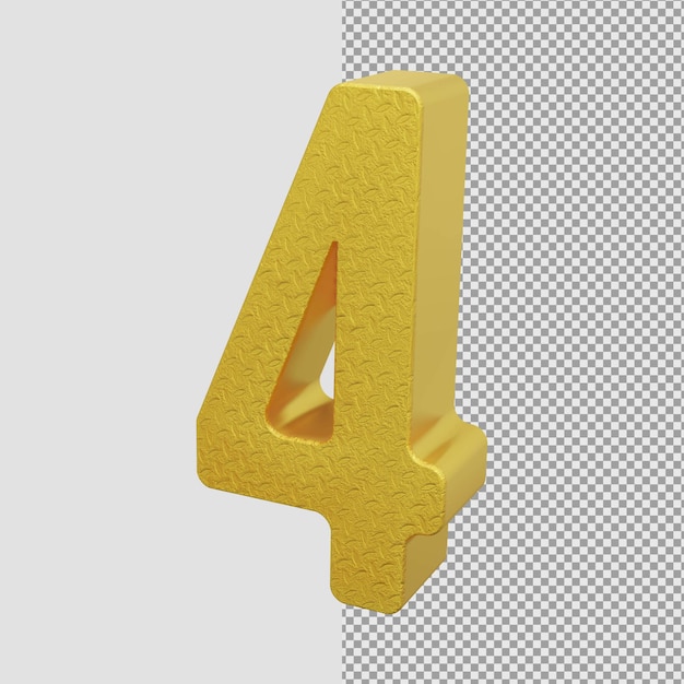 Golden metallic 3d rendering number