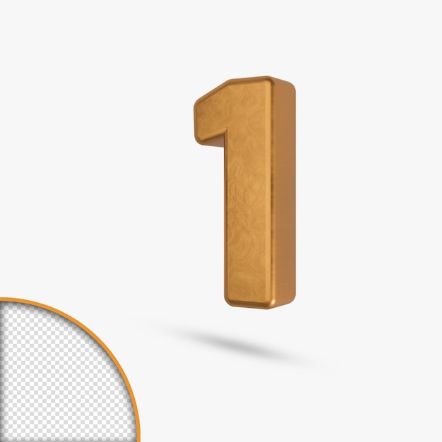 3Dレンダリングのゴールデンメタリック光沢のある数字