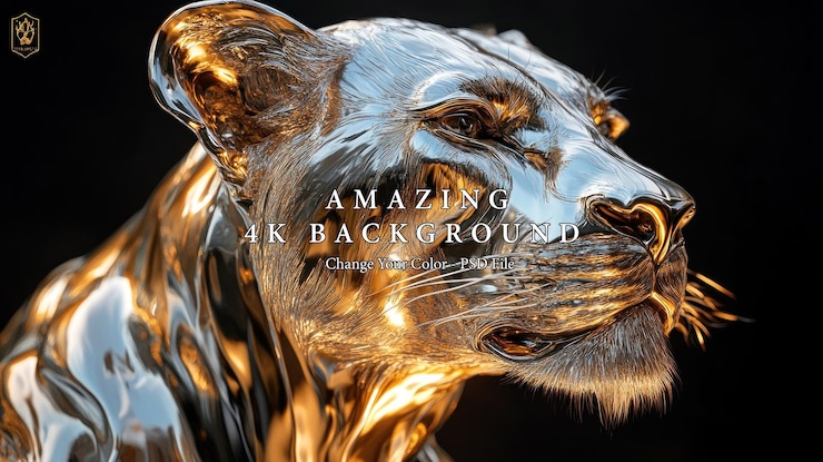 PSD golden metallic panther sculpture a luxurious and striking 3d render