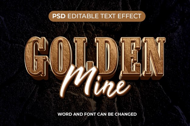 Golden Mine Text Effect 3D Psd