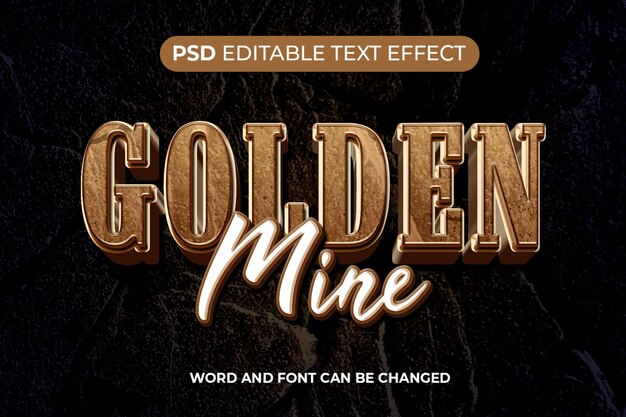 Golden mine text effect 3d psd