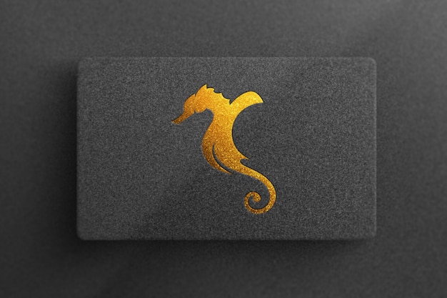 PSD golden mockup logo on a black business card