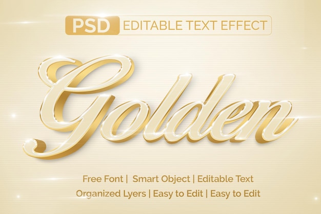 PSD golden modern 3d photoshop text effect layer style template