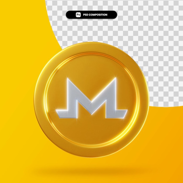 Moneta d'oro monero rendering 3d isolato