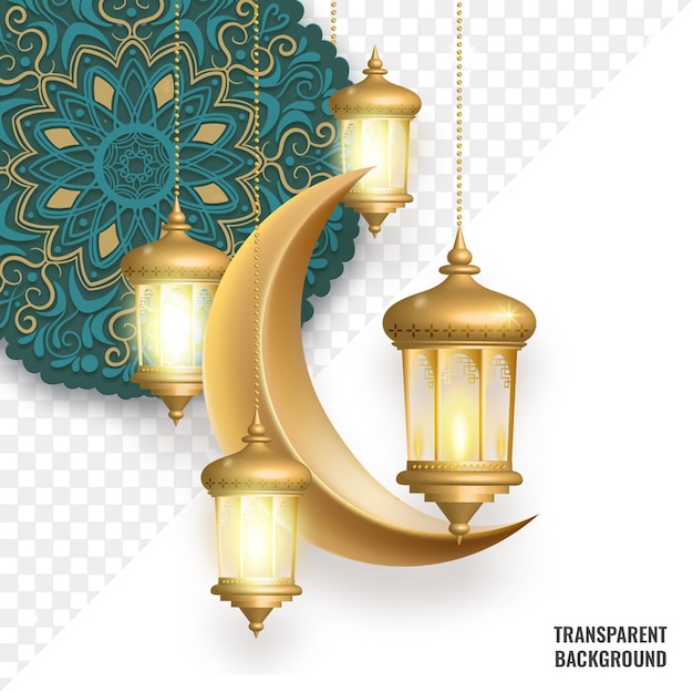 PSD golden moon texture lanterna ramadan eid mubarak