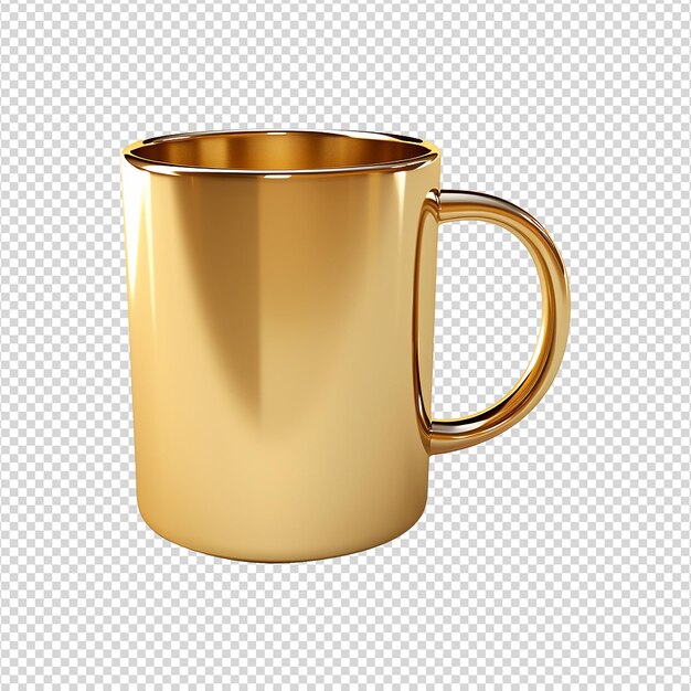 PSD golden mug isolated on transparent background png