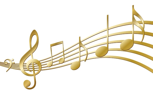 Golden Musical Notes on a Staff