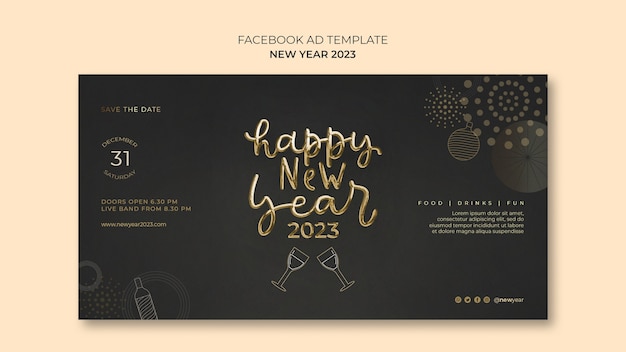 Golden new year facebook template