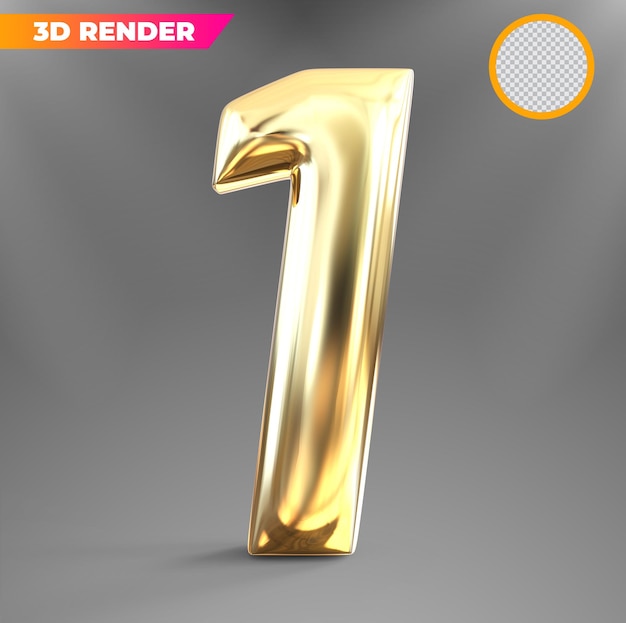 Golden number 1 3d render